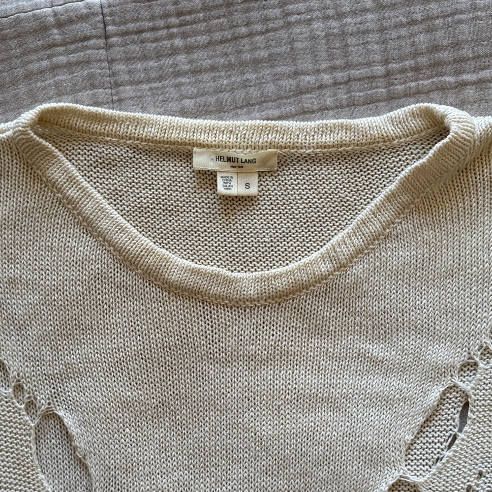 Helmut Lang Cream Sweater with Pointelle Holes - Picture 8 of 14